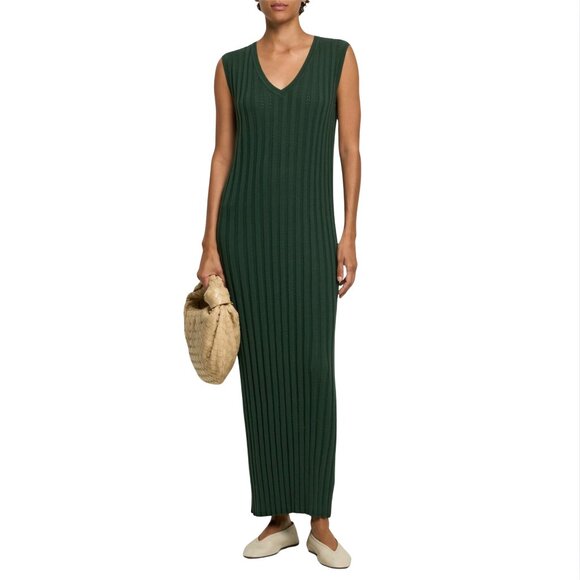 547. VARLEY Christine Cotton Knit Maxi Dress Dark Green $168 NWOT Small - Picture 1 of 5